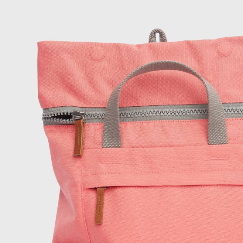 Roka London Finchley A Recycled Canvas Backpack Small Coral