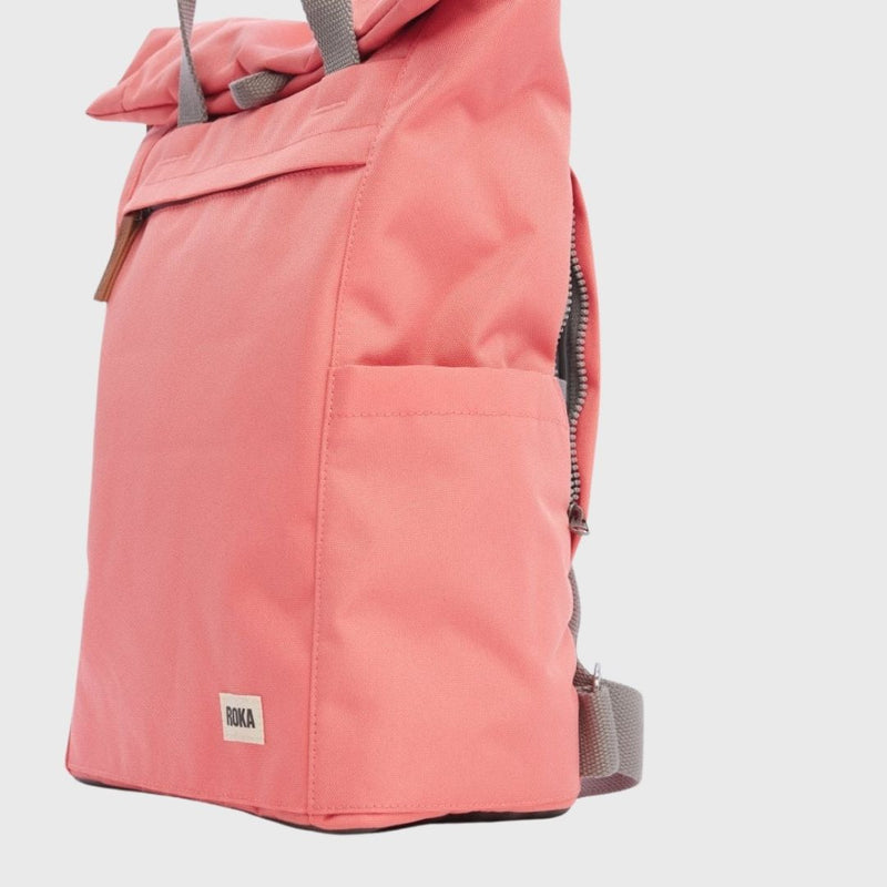 Roka London Finchley A Recycled Canvas Backpack Small Coral