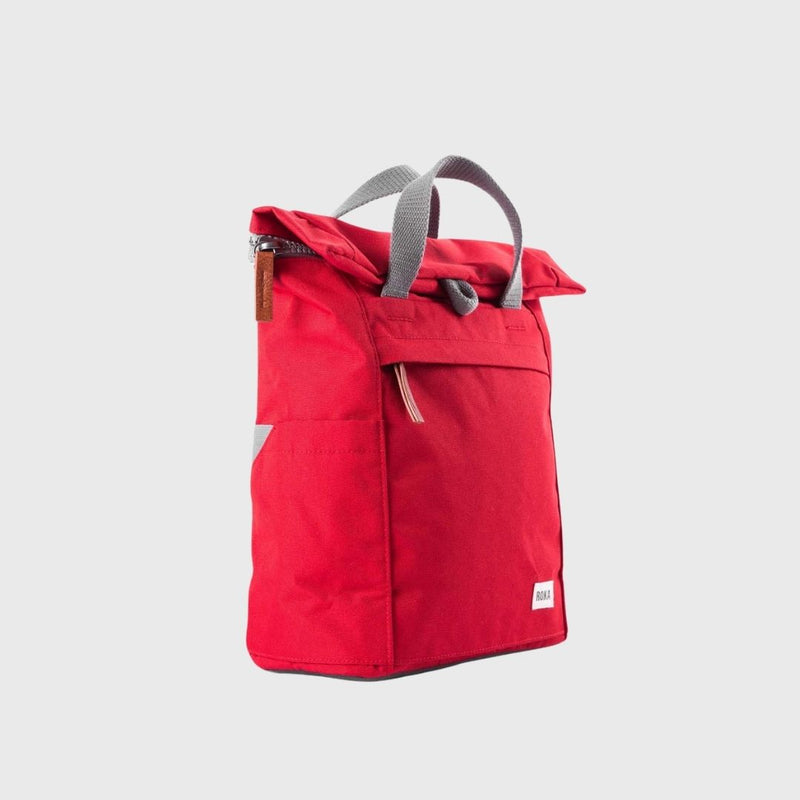 Roka London Finchley A Recycled Canvas Backpack Small Mars Red