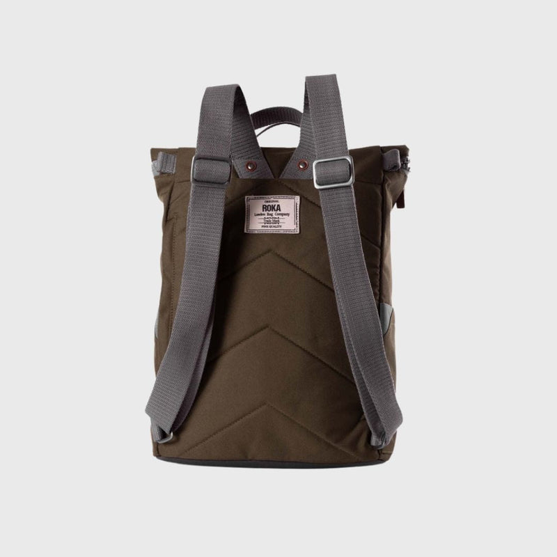 Roka London Finchley A Recycled Canvas Backpack Small Moss