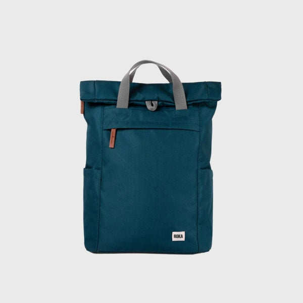 Roka London Finchley A Recycled Canvas Backpack Small Teal