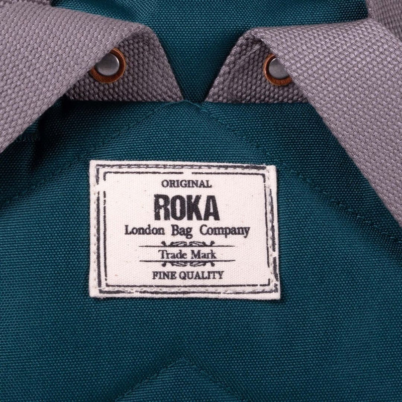 Roka London Finchley A Recycled Canvas Backpack Small Teal