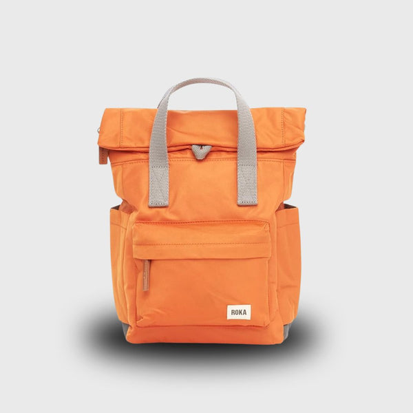 Roka London Canfield B Recycled Nylon Backpack Small Burnt Orange